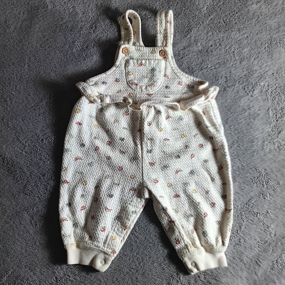 Vtg 90's Baby 3-6m Bubble Romper Ruffled Waffle Knit Cottage core baby boho